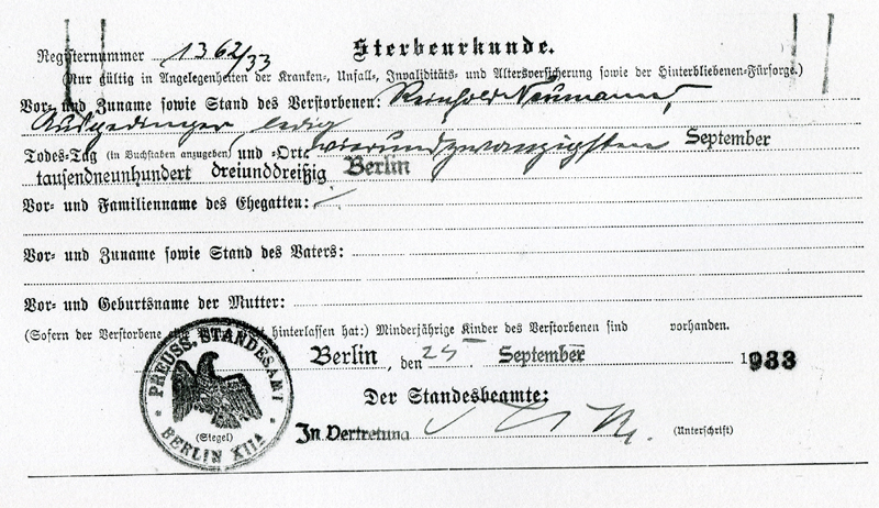 50_Sterbeurkunde von Reinhold Neumann vom 25_September 1933