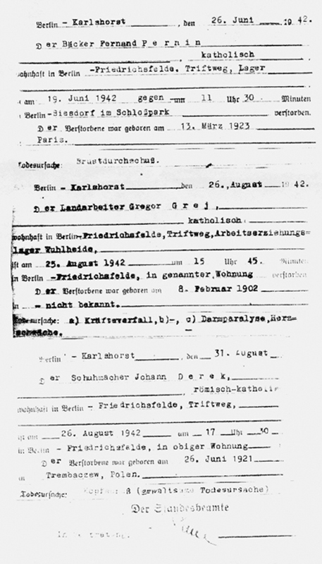08_Baecker Fernand Pernin geb 13 3 1923 in Paris Landarbeiter Gregor Grej geb 8 2 1902 Schuhmacher Johann Derek geb 26 6 1921 in Trembaczew Polen
